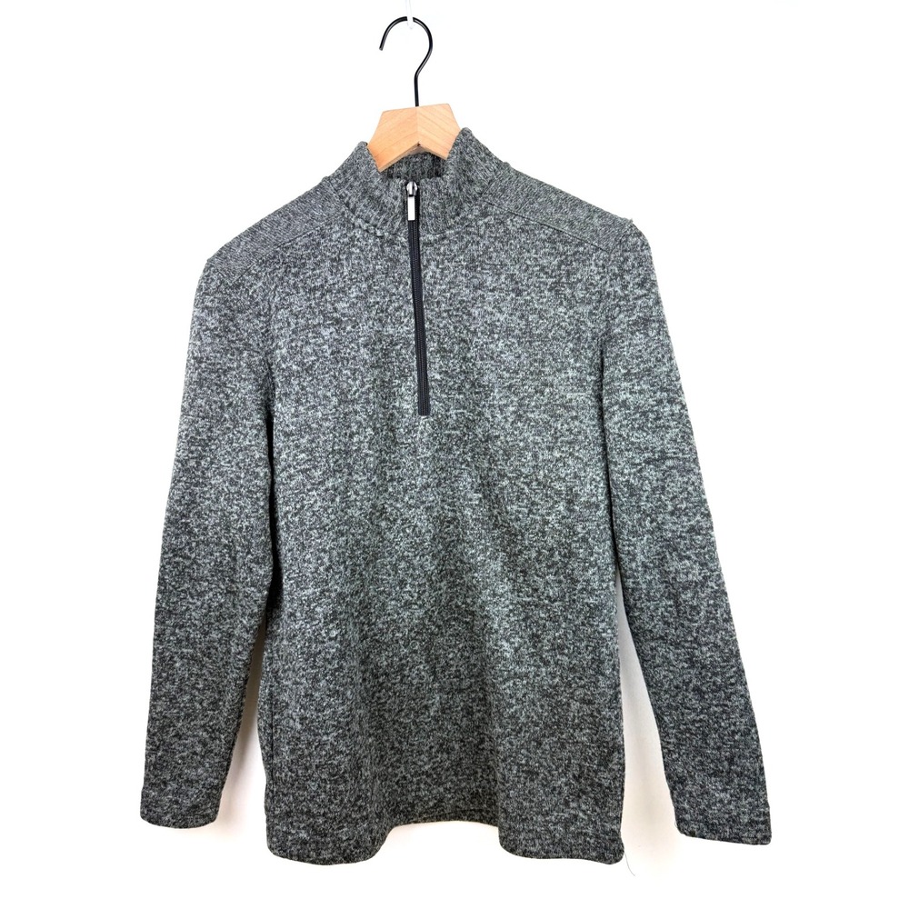 Telluride Gray 1/4 Zip Pullover Mens Small Heathered Mock Neck Long Sleeve